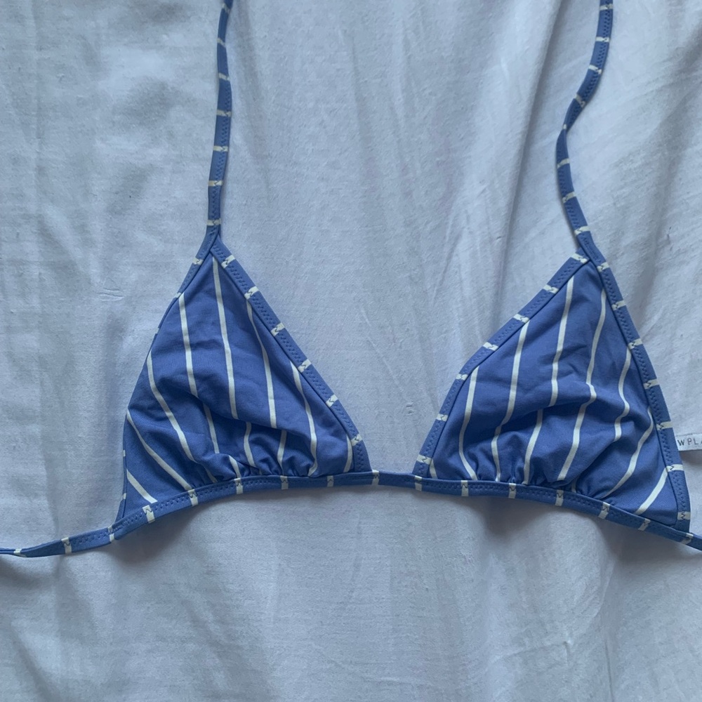 J.Crew Blue Striped Two Piece Bikini Set (Small)